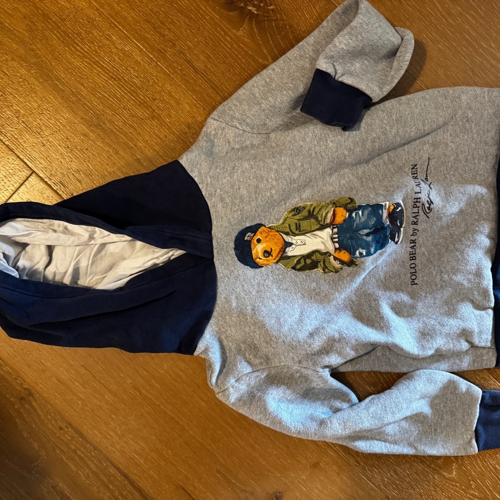 Polo by Ralph Lauren Gray and Navy Bear Hoodie